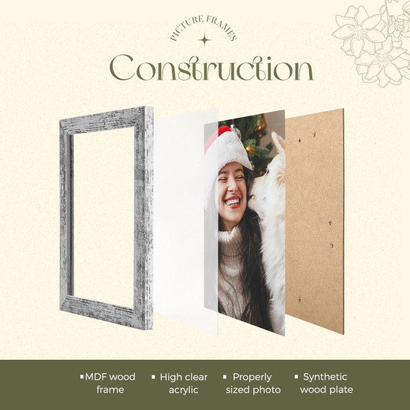 TWING 8x10 Rustic Picture Frames Set of 6 Distressed White Composite Wood Farmhouse Photo Collage Frame For Wall Decor Gallery Wall Frame Set Mounting or Table display, Ideal Valentine Gifts for - Image 3